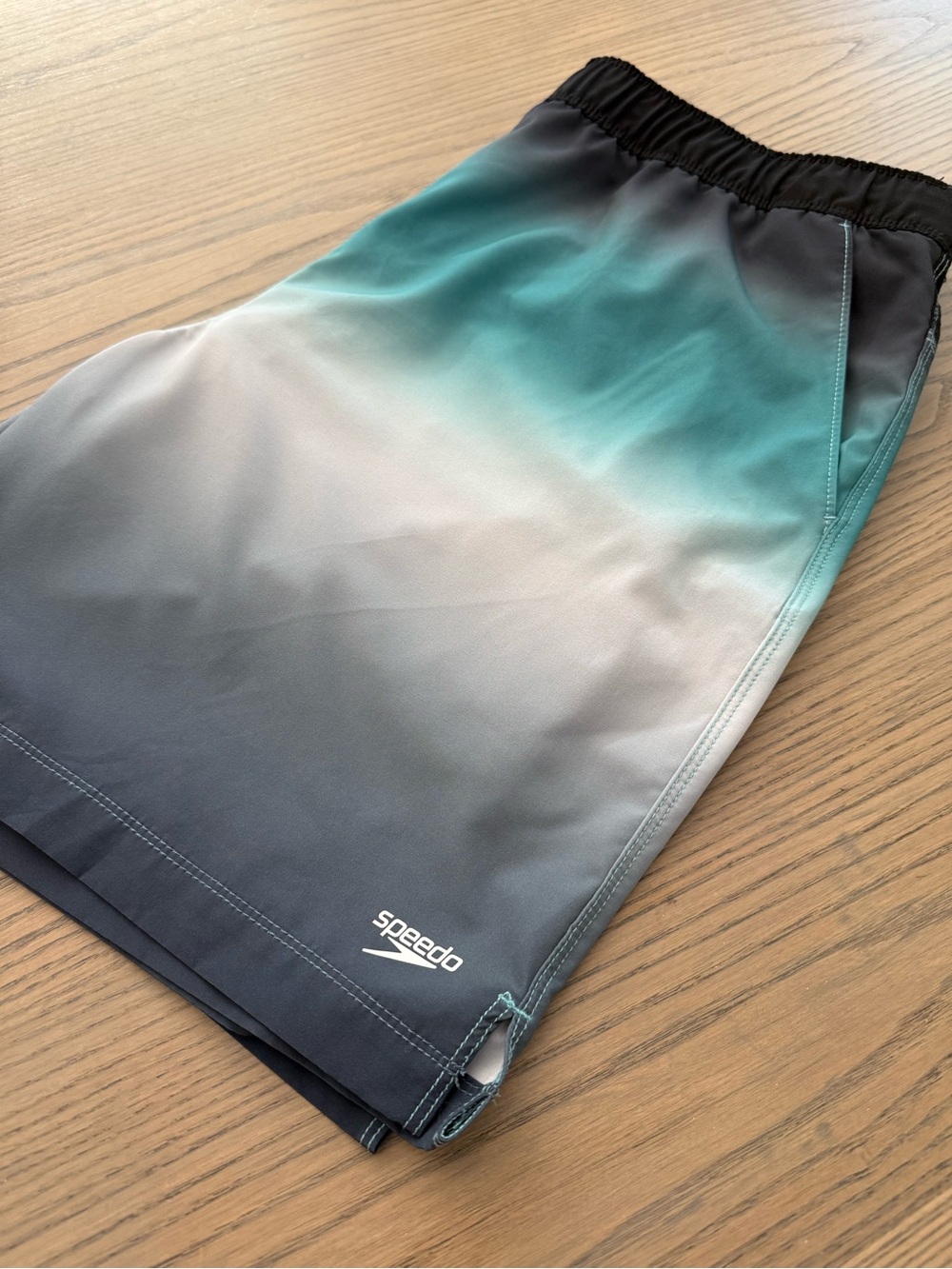 Speedo Men’s Large Swim Trunks Board Shorts Teal Gray Ombre